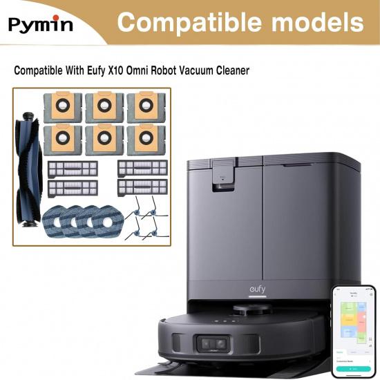Pymin 20 Pack Replacement Accessories for eufy X10 Pro Omni Robot Vacuum Cleaner, 1 Main Brush, 4 Filter, 6 Dust Bag,4 Mop Pads, 4 Side Brush,1