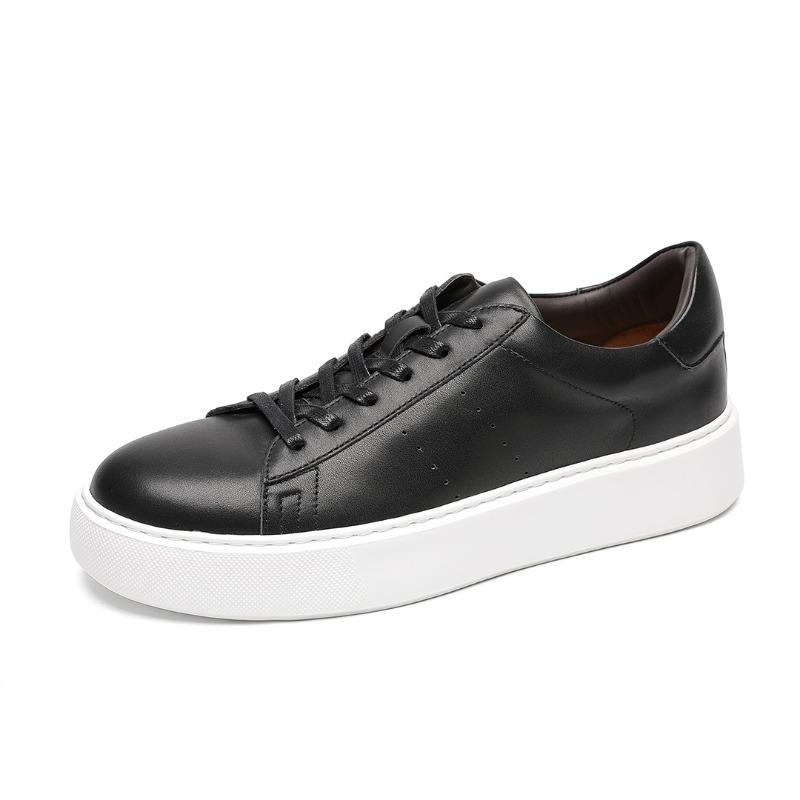 

Men s shoes thick sole heightening lightweight white shoes tide summer breathable simplicity casual board shoes men s leather shoes 44 чорний