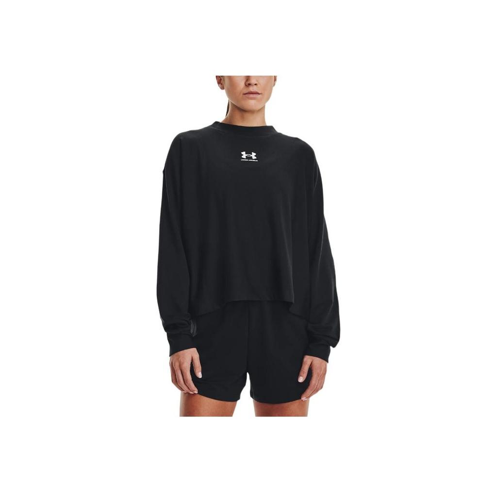 Under Armour SS23 Logo Print Pullover Hoodie Women Tops Black 1376995-001