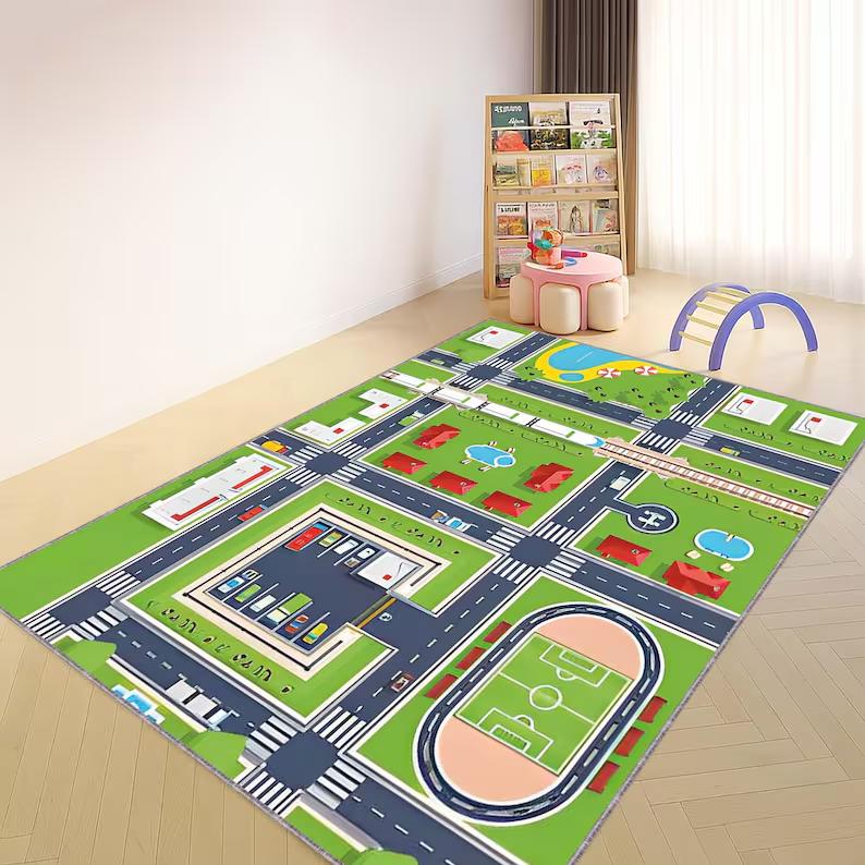 

Road Rug Car RugTraffic Rug Child Game Rug Car Racing Children s Play Mat Road Mat Play Rug Street Rug Nursery Rug Play Mat 40X60cm
