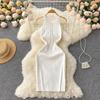 Elegantes ärmelloses Damen-Strickkleid mit Rundhalsausschnitt 6186 - Schlanke Passform, Bindegürtel, Hüftbetonendes Design für den Weg zur Arbeit