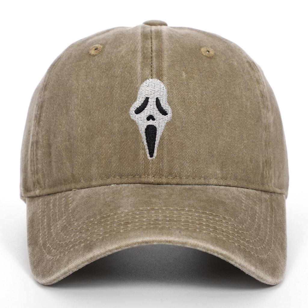 Halloween Skull Embroidered Distressed Baseball Cap for Men and Women