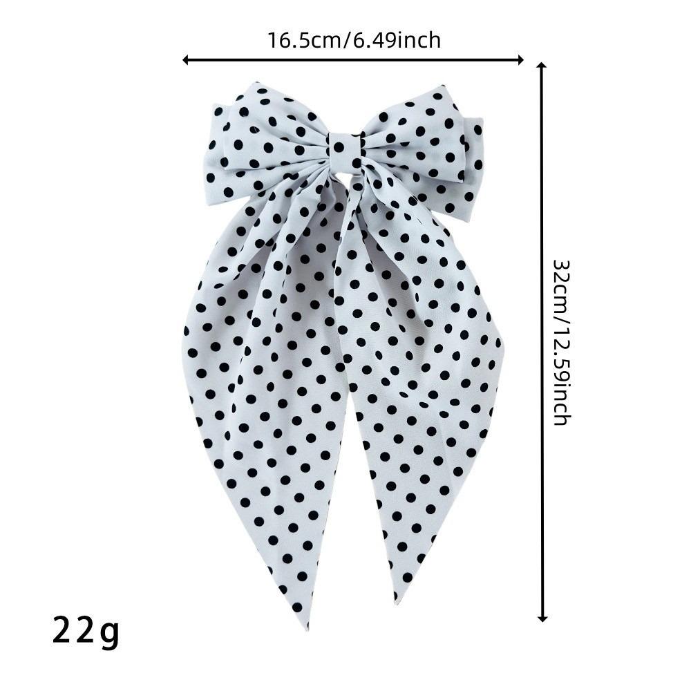 Floating Ribbon Polka Dot Hair Clip Barrette Hair Accessories Back of Head Styling