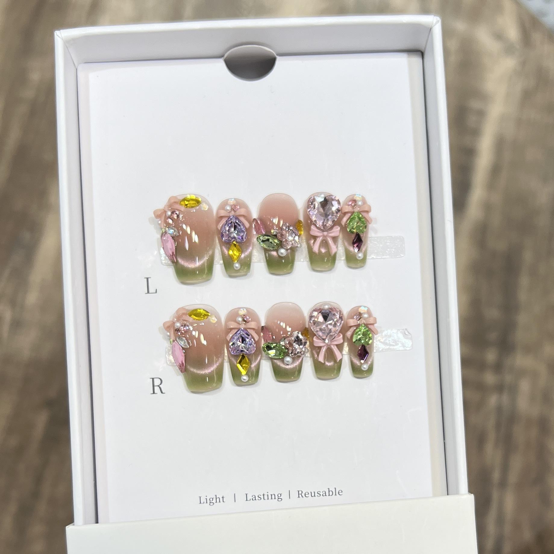 

Pure Hand-wearing Armor High-end Smile French Pile Diamond Butterfly Manicure large L