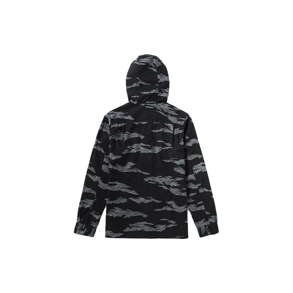 Vans Tiger Stripe Camouflage Hooded Long Sleeve Jacket Men Jackets Black VN0A36JLXGS