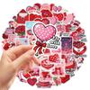 50PCS Valentine Stickers Love Stickers Romantic Heart Love Vinyl Waterproof Decal Decorations for Laptop Water Bottles Scrapbook