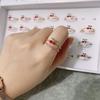 Anel de Cereja Pingando Doce e Fofo com Retenção de Cor, Anel Ajustável Simples de Camada Dupla Microcravejado com Zircônia