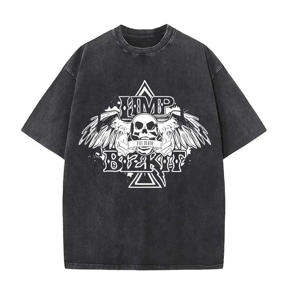 Rocková Kapela Limp Classic Album Plakát Bizkit Grafický Potisk Tričko Pánské Dámské Prané Vintage Streetwear Hip Hop Ležérní Oversize Tričko