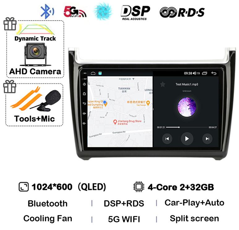 Android 14 Carplay Auto 2din Car Radio For Volkswagen VW Polo 2008-2020 Multimedia Video Player GPS Head Unit Stereo 360 Camera