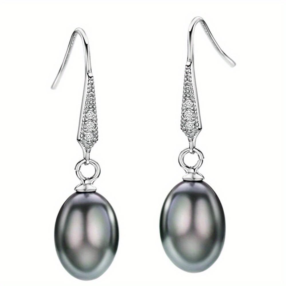 

Elegant temperament imitation pearl earrings zircon women s earrings срібний