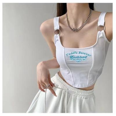 Buchstabenprint Baumwolle Damen Kleine Brust BHs Heiße Mädchen Tragen Lässiges Schlankes Unterwäsche Gepolstertes Camisole Top