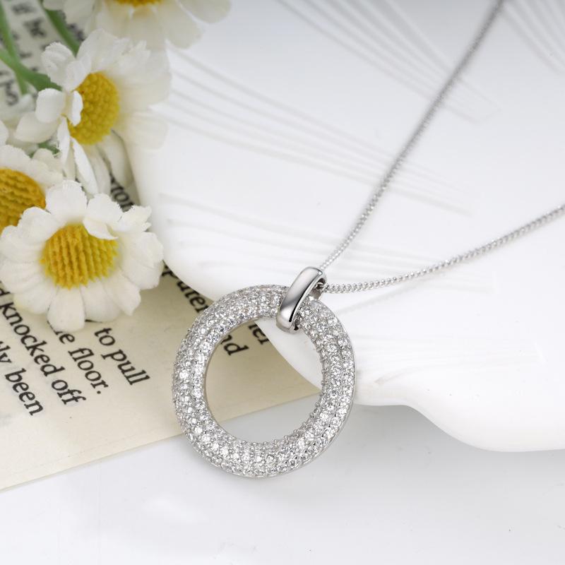 S925 Silver Women's Geometric Zircon Pendant Necklace
