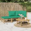 Vidaxl 3-Cz. Garden Furniture Set, Green Cushions, Bamboo