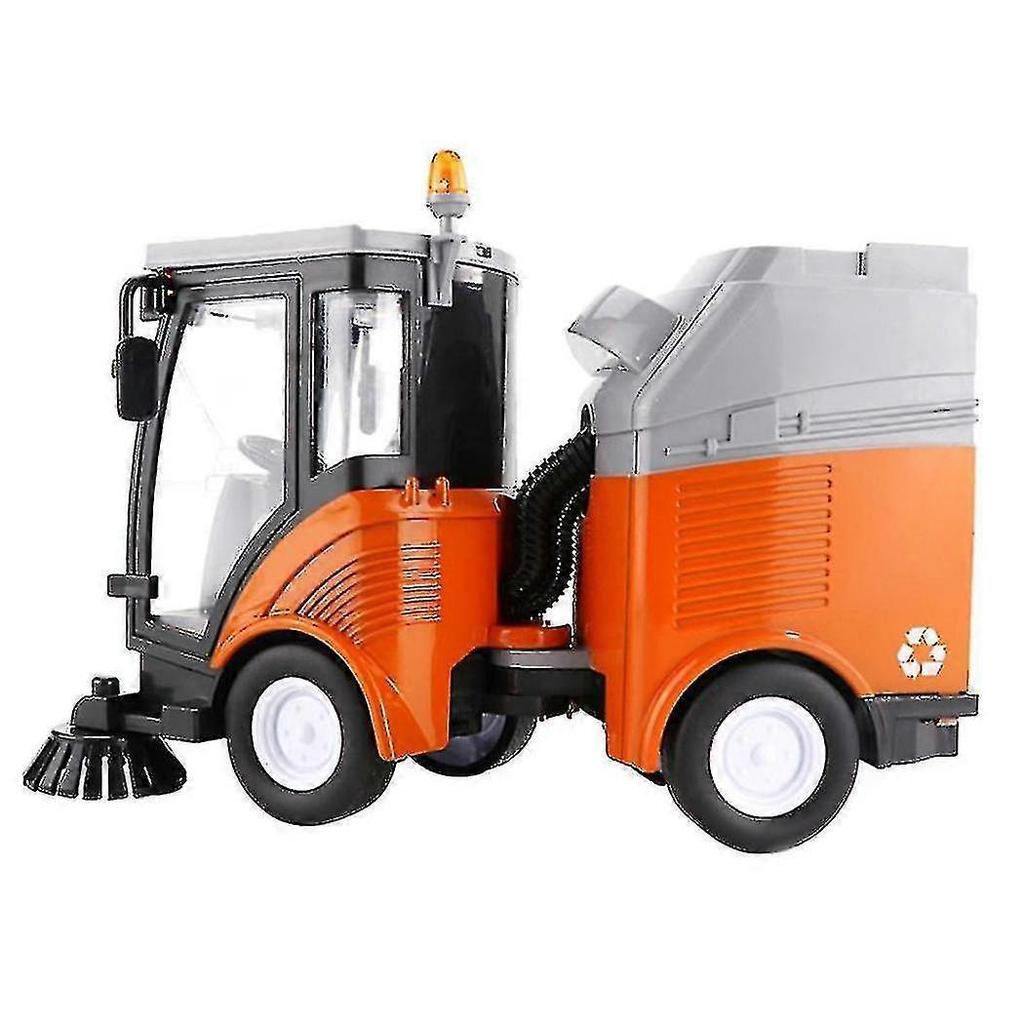 Simulation Road Sweeper Car Toy Garbage Truck Sanitation Disposal Streetcar Model Light Music Pull-back Vehicle Toy - DD
