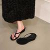 Wedge heel high heel set toe sandals fairy shoes wear 2025 summer silver flip-flops