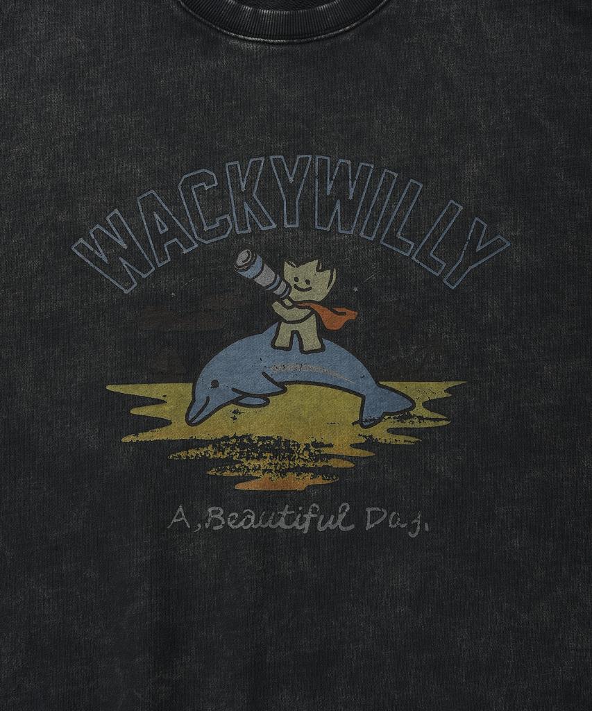 WACKY WILLY Kiki Washed Graphic Sweatshirt Charcoal