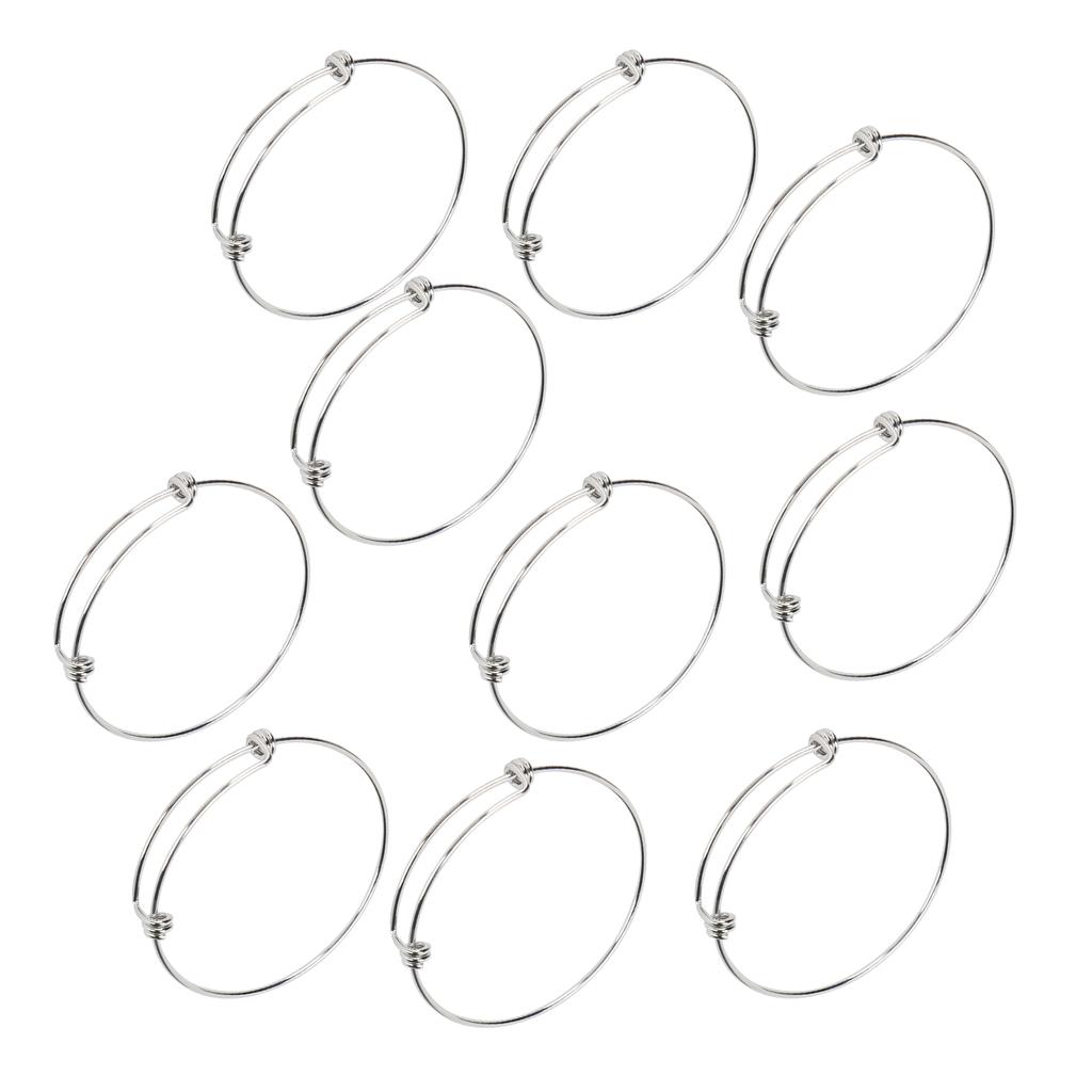 10Pcs Stainless Steel Bangle 1.6mm Adjustable Expandable Coil Bracelet DIY Accessories