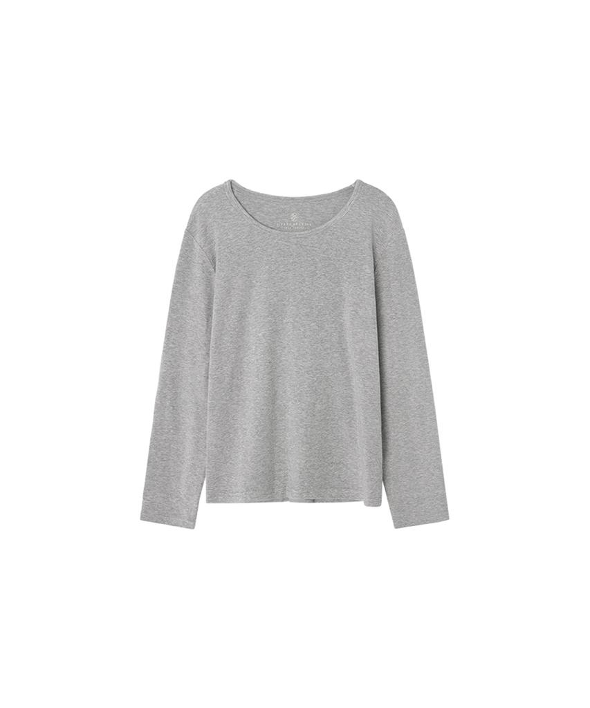 Siyajyu Sitp5164 Round Neck Long Sleeve T-Shirt_Melange Gray