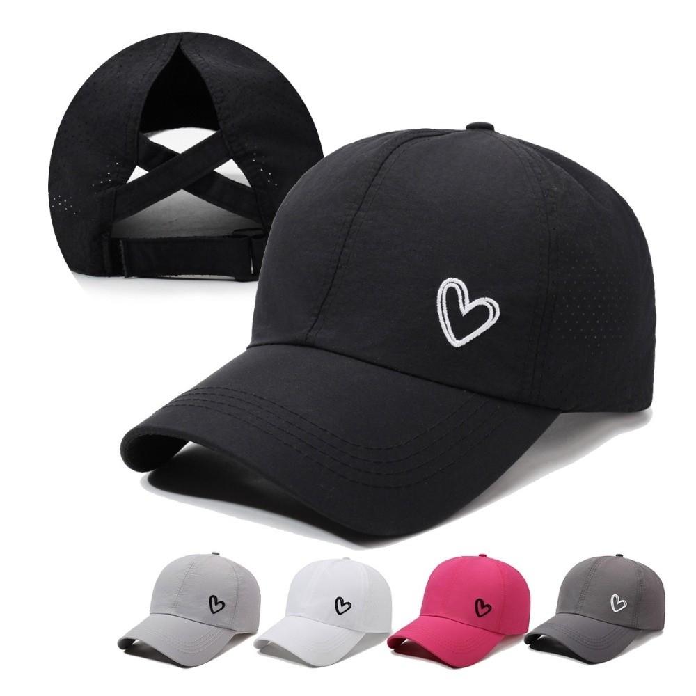 Adjustable Ponytail Baseball Cap Love Heart Snapback Hat Fashion Sunshade Sun Hat  Outdoor
