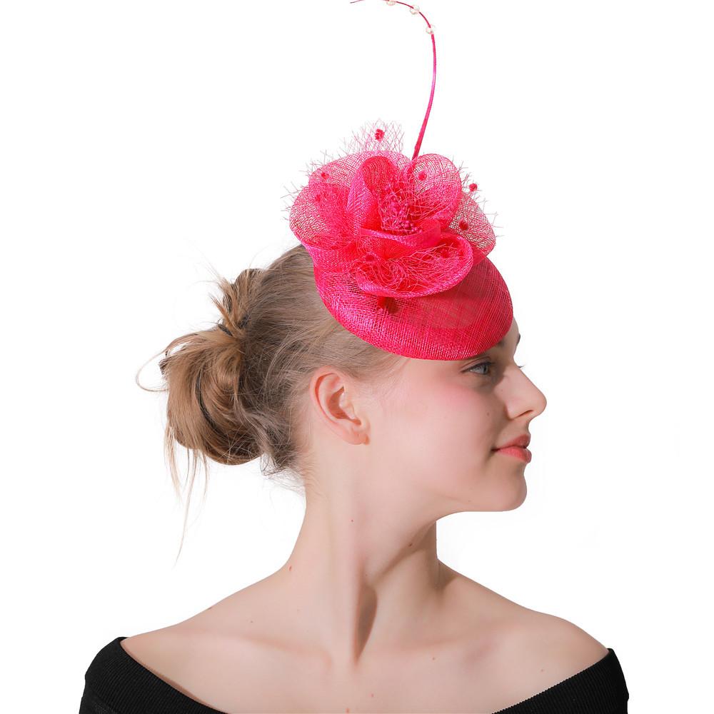 Mesh Shape Linen Women'S Hat New Top Hat Bridal Top Hat Wedding Banquet Linen Yarn