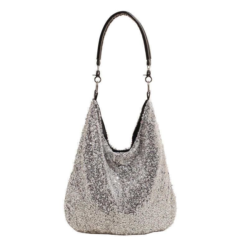 

Women bags women s bags 2025 new European and American fashion sequined armpit bags large capacity shoulder bucket bags срібний