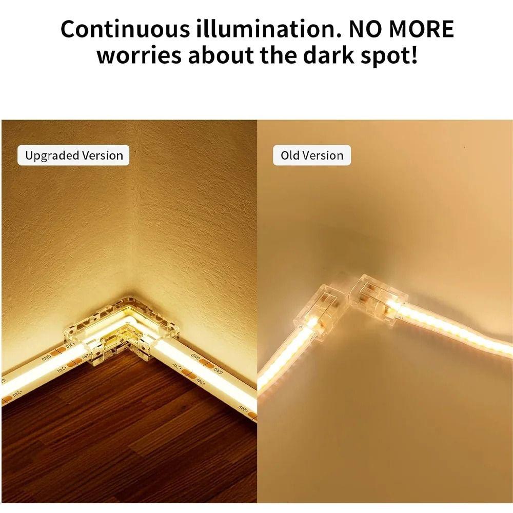 5Pcs/Set Transparent L-Shaped Corner LED Strip Connector For 5mm 8mm 10mm 2/3/4pin FOB Tape Light