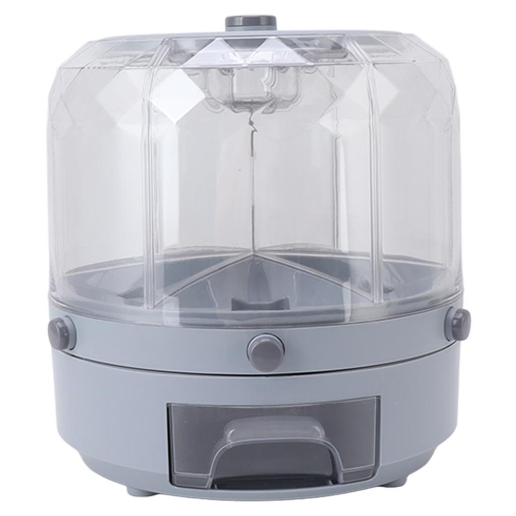 Rotating Rice Dispenser 13.2lb Capacity 6 Grid Airtight One Click Output Dry Food Storage Container