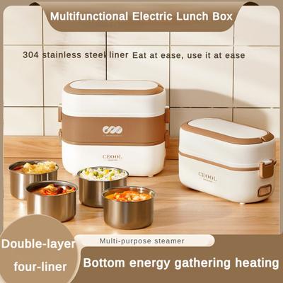 250 W multifunktionale Lunchbox aus Edelstahl mit Innenheizung, Plug-in-Dampfgaren, isolierte Bento-Box, tragbare, geräuscharme elektrische Essbox