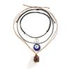 Jewelry Devil Blue Eyes Vintage Beaded Necklace Ladies Necklace Wax Thread Pull Rope Necklace