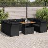 VidaXL Garden Lounge Set 10 Pcs with Cushions Black Wicker, Outdoor Sofa Set, Garden Furniture, Set 3326967