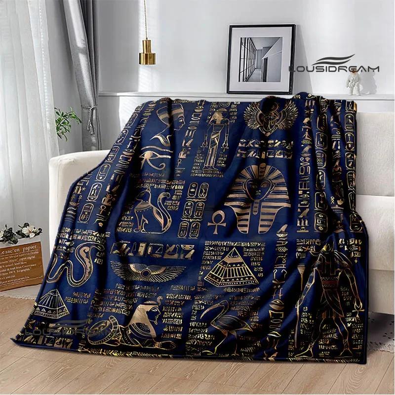 Egyptian Pictograph Symbol Printed Blanket Picnic Blanket Warm Flannel Blankets Home Bed Linings Blankets for Beds Birthday Gift