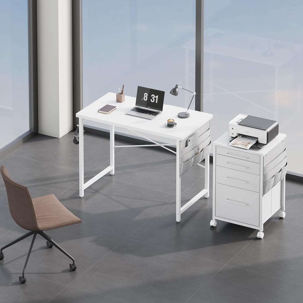 YeTom PC Study 80cm with Storage Small Work Easy White Desk, Desk, Desk, Wide, Bag, Desk, Desk, Assembly, Telework,