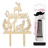 Cake topper en bois Joyeux Noël + Stylo de glaçage noir