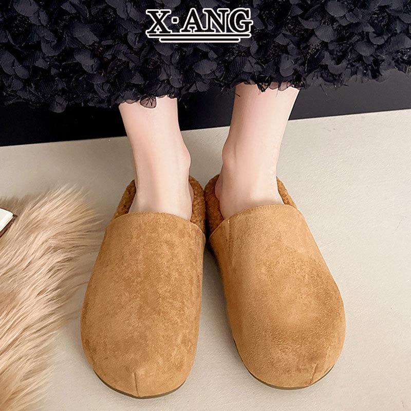 

Версия из коровьей кожи, детские пушистые туфли на толстой подошве, новые осенне-зимние туфли-полушлепанцы с закрытым мыском, уличная обувь 40