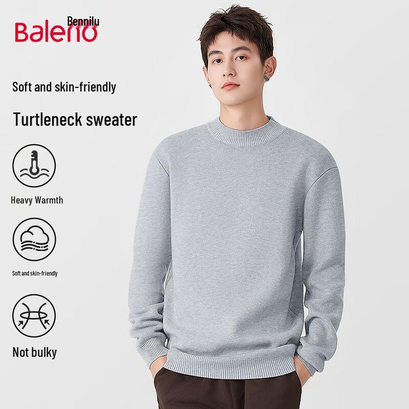 Baleno Men's Loose Fit Warm Semi-High Neck Knit Sweater