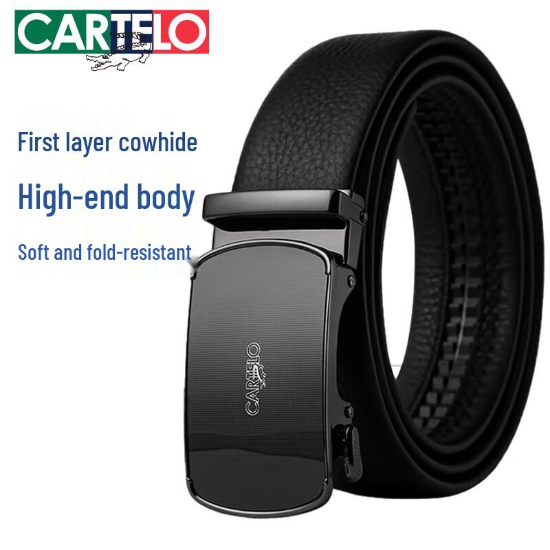 Cartelo Men s Automatic Buckle First-Layer Cowhide Leather Belt 110-125cm