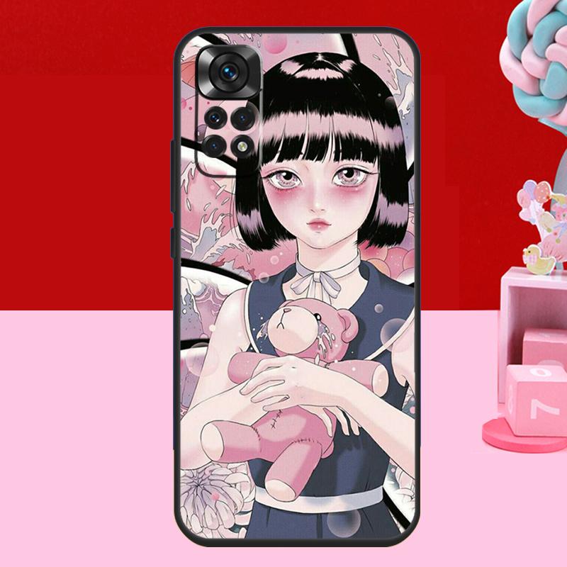 Cartoon Girl Aesthetic Case For Xiaomi Redmi Note 14 13 12 10 11 15 Pro Plus Redmi 15 C 10C 12C 13C 14C Soft Cover