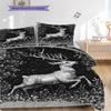 Deer Pattern Bedding Quilt Set Quilt Cover Pillowcase Home Decoration Birthday Gift (1 * Duvet Cover + 2 * Pillowcase, Without Core)