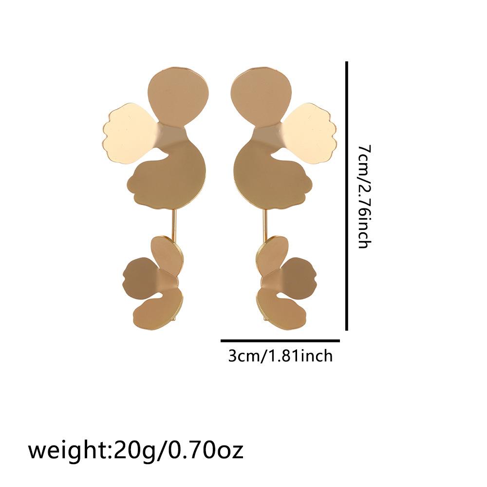 Unique Metal Floral Petal Earrings with High-End Design Sense and Personalized Style for Women