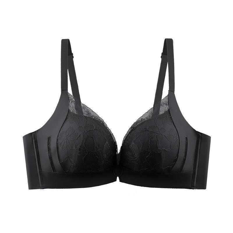 Front Buckle Lace Push-Up Bra - Wirefree & Anti-Sagging for Small Chests