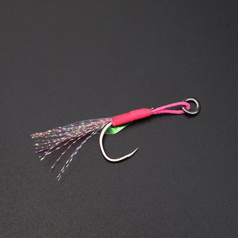 Cast Jig Assist Hook High Carbon Steel Angle Barbed Thread Feather Lure Fishing Tackle Slow Jigging Sea Pesca Fishhook