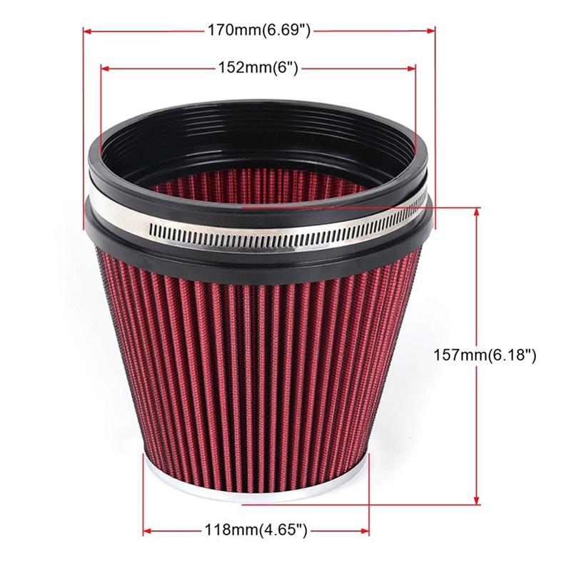 Top Sale Car Universal 6 Inch High Flow Intake Air Filter Car Engine Air Inlet 152Mm Mushroom Style Car Modified Filter Parts