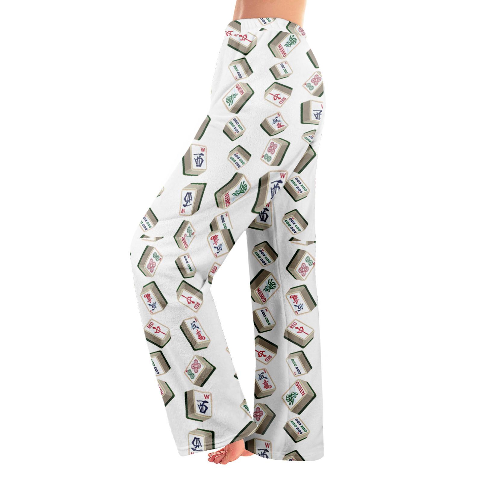 

Пижамные штаны в стиле аниме, повседневные брюки с эластичной резинкой на талии, удобные прямые свободные брюки для йоги L белый