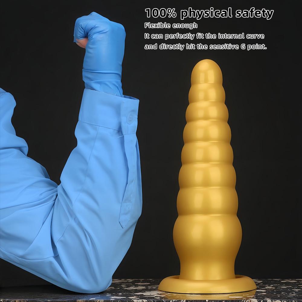 Golden Silicone Pointed  Oversized Anal Plug Suction Cup  Anal Sex Product  Erotic Chrysanthemum Extra Large and Thick