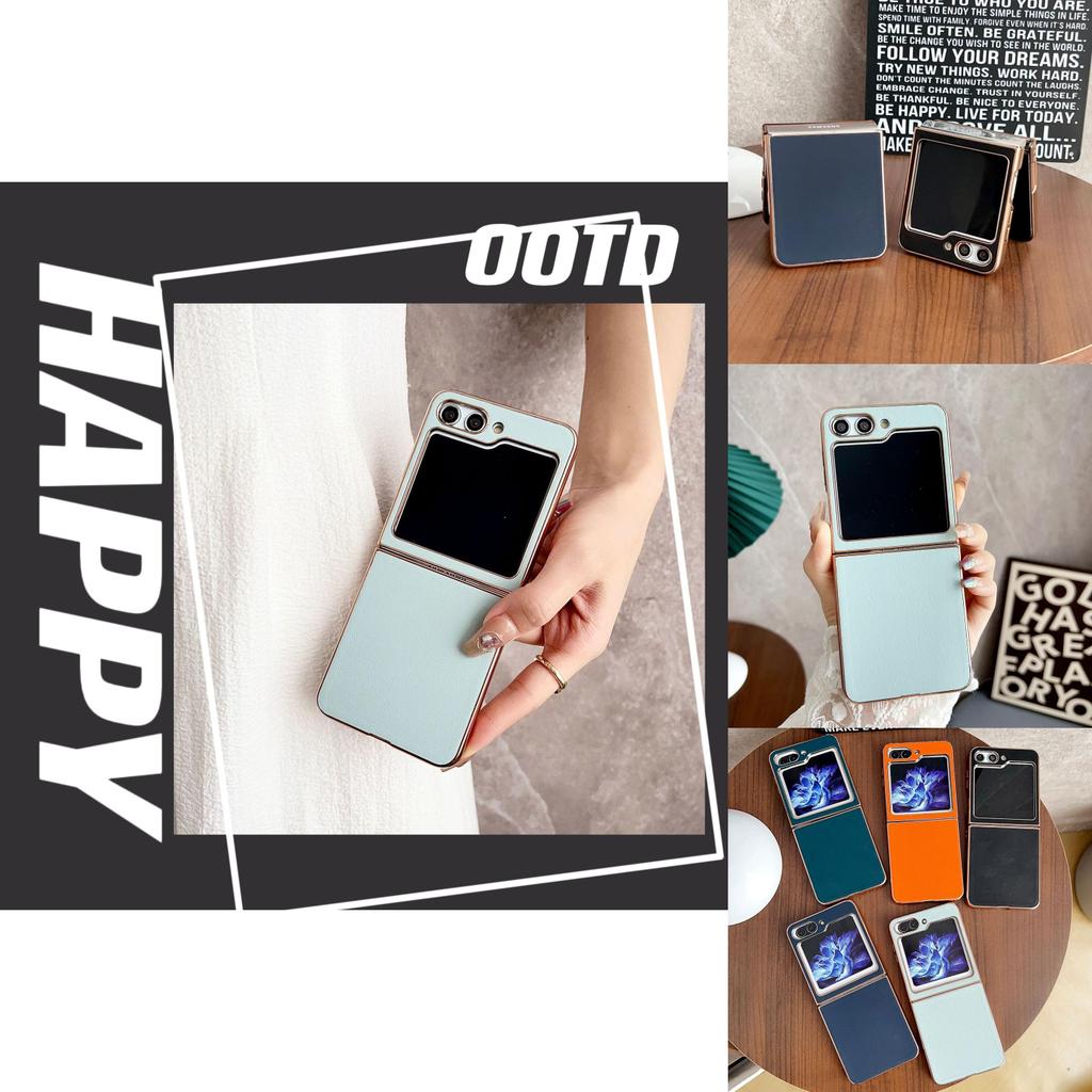Durable Electroplated Leather Texture Phone Case For Samsung Galaxy Z Flip5 Anti-shock