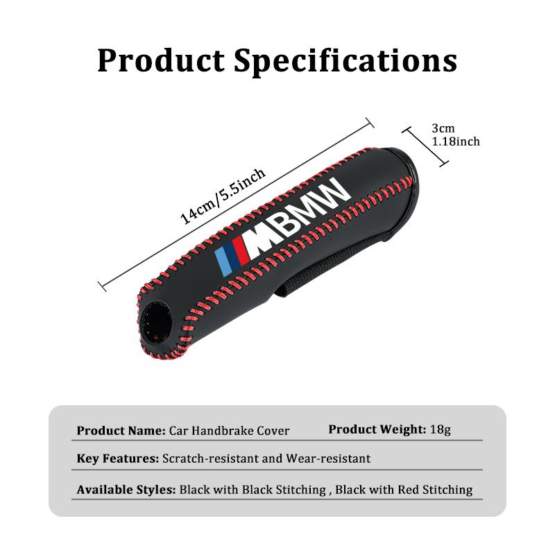 WSQK5 Leather Car Handbrake Cover Non-slip Brake Brake Protector Sleeve For BMW Performance M E87 E30 E46 E28 F35 G20 E93 F20 X3 X
