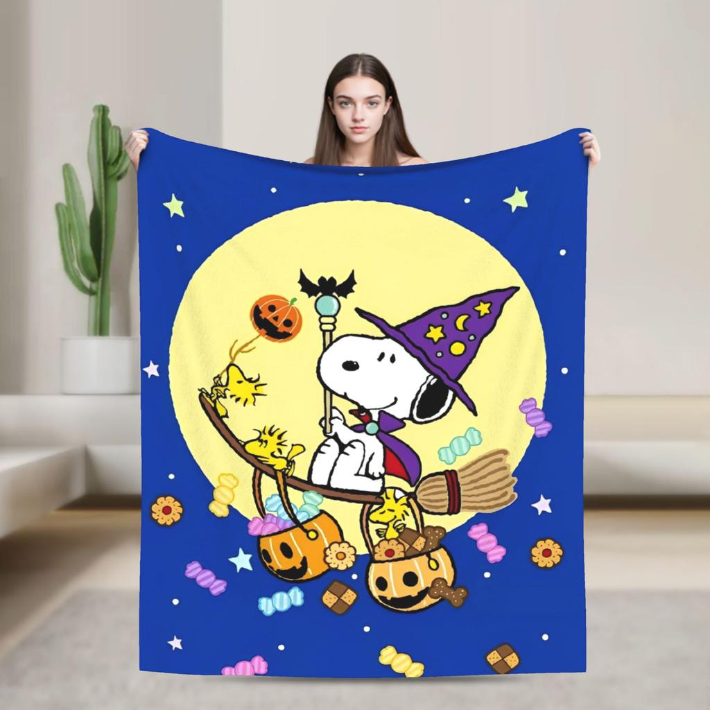Snoopy Cartoon Dog Pilot Blankets Fleece All Season Multi-function Lightweight Throw Blanket for Bed Office Bedding Throws