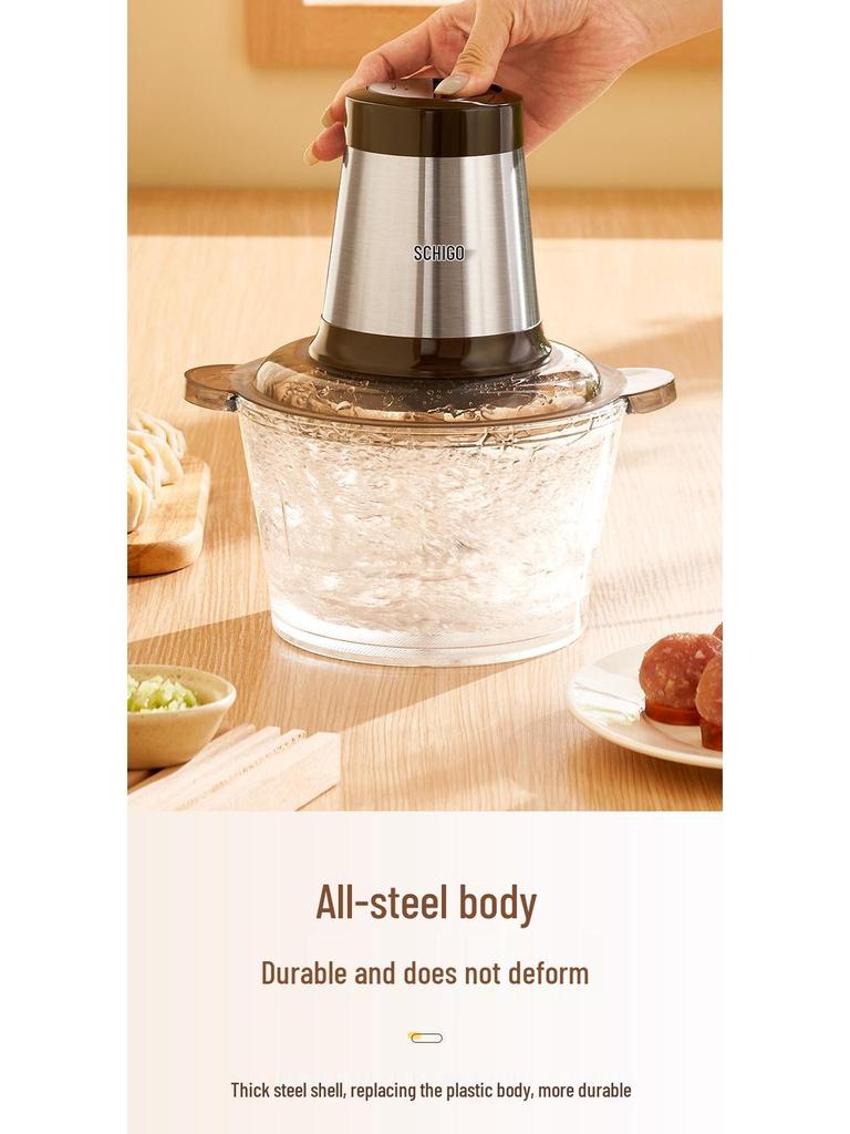 Multi-functional Electric Meat Grinder and Garlic Paste Maker with Visible Glass Bowl