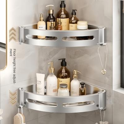 Verdickter Badezimmer-Ecke Edelstahl Dreibein Badezimmer perforierte Wandbehängung Aufbewahrung quadratisches mehrschichtiges Regal