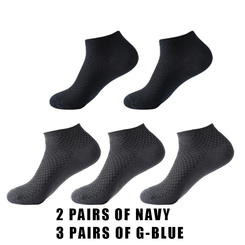 5 Pairs Men Short Socks Bamboo Fiber High Quality Crew Ankle Casual Business Breathable Soft Compression Low-Cut Socks for Male